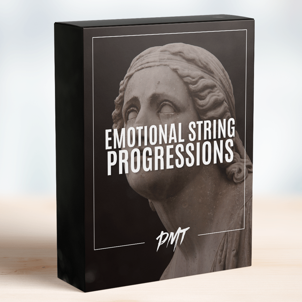 Box of the 'Emotional Piano Progressions' from PMT, featuring an image of a person playing a grand piano outdoors in a historic town on the cover, including deeply moving and expressive piano progressions for emotional and cinematic music compositions by Production Music Tools.