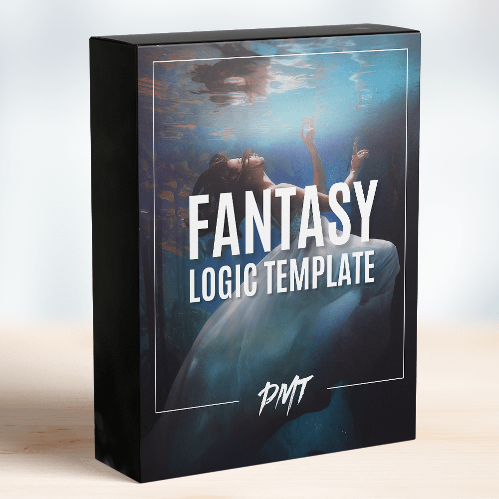 Box of the 'Fantasy Logic Template' from PMT, featuring an image of a person in a flowing dress underwater, reaching upwards on the cover.