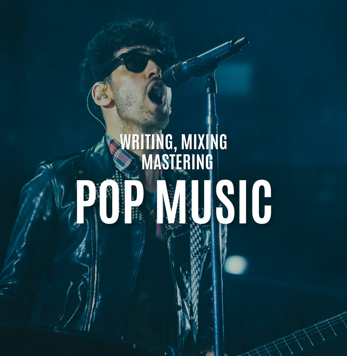 Image promoting the Pop Music Masterclass by Production Music Tools (PMT), featuring a pop music producer performing live. Keywords: PMT, Production Music Tools, Pop Music Masterclass, music production.