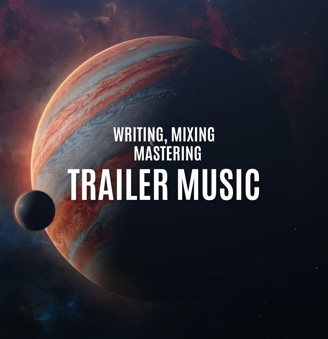 Image promoting the Trailer Music Masterclass by Production Music Tools (PMT), featuring an epic planetary scene. Keywords: PMT, Production Music Tools, Trailer Music Masterclass, cinematic music.